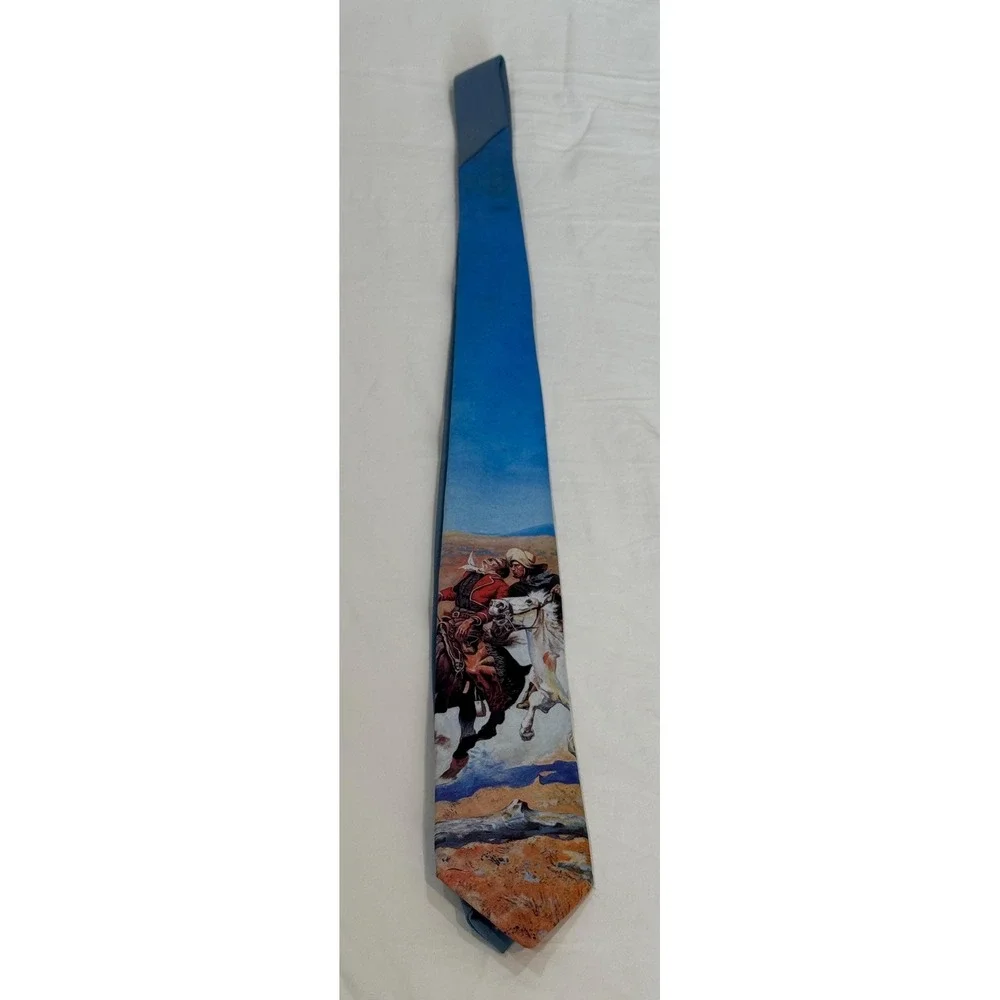 Vintage Tru-West Frederic Remington Dash for Timber Cowboy Horse Necktie